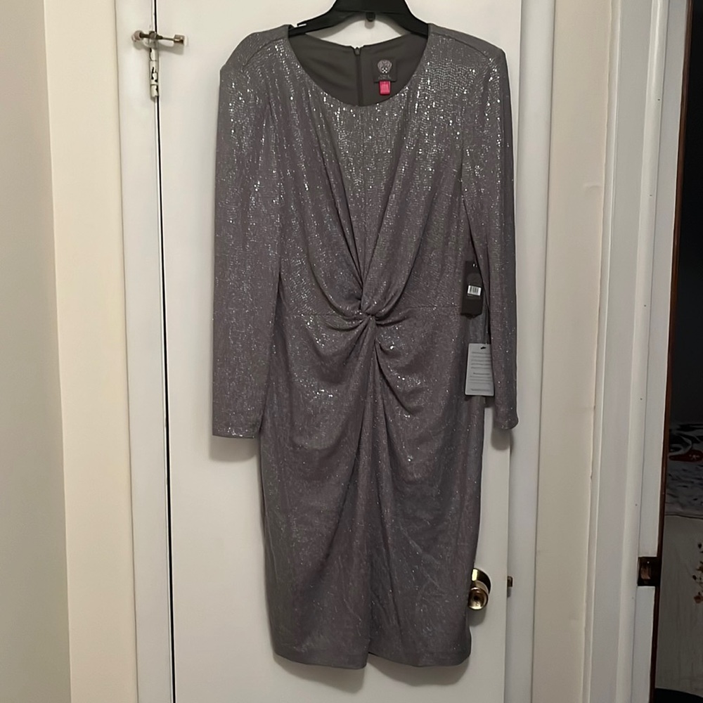 Vince Camuto Silver Long Sleeve Dress